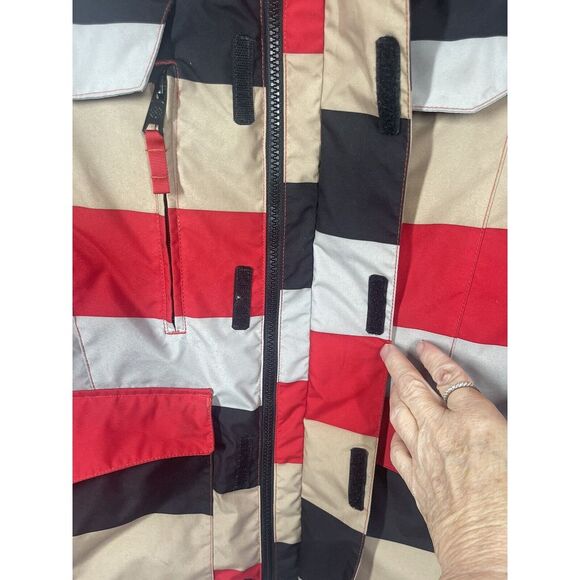 Special Blend Mens Snowboard Jacket Size Small Red Black Tan Color block Pockets - Picture 9 of 16